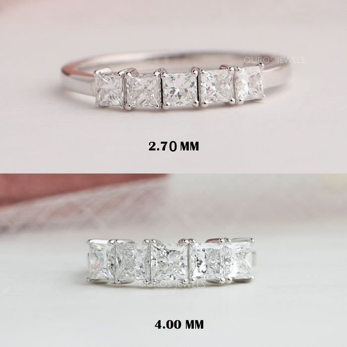 Five Stone Princess Cut Lab Diamond Ring