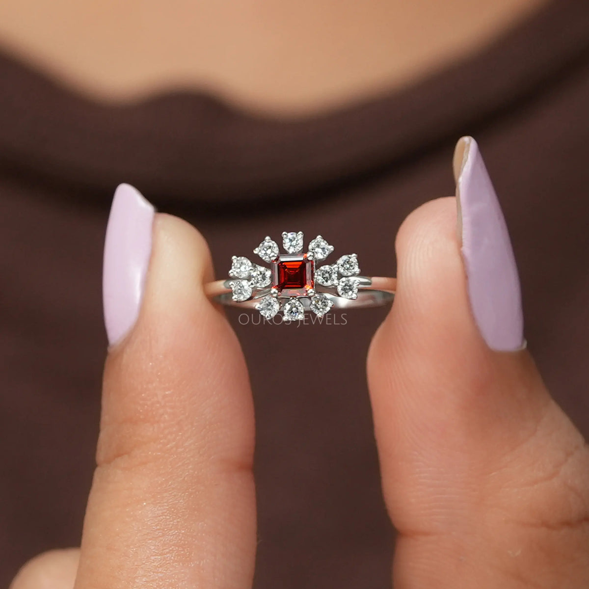 Asscher Cut Lab Grown Diamond Engagement Ring