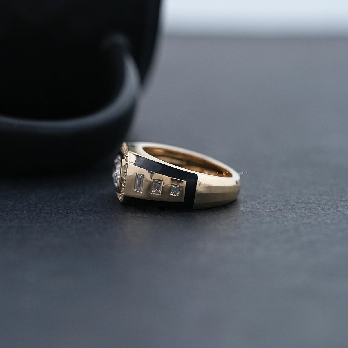 Radiant Lab Diamond Halo Men's Wedding Band Ring