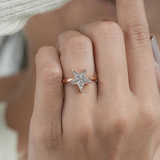 Pie Cut Bezel Setting Solitaire Engagement Ring Rings