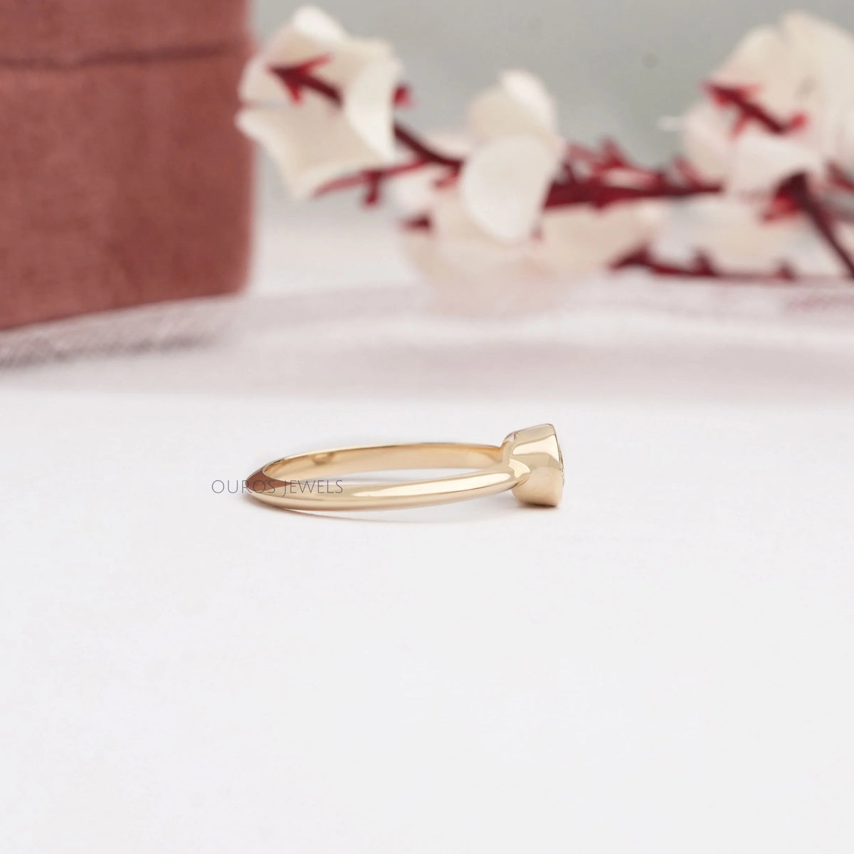 Yellow Old Mine Cushion Bezel Set Solitaire Ring Ring