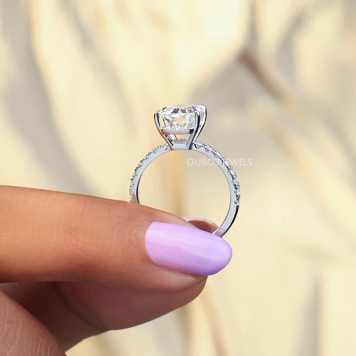 Criss Cut Solitaire Accent Engagement Ring