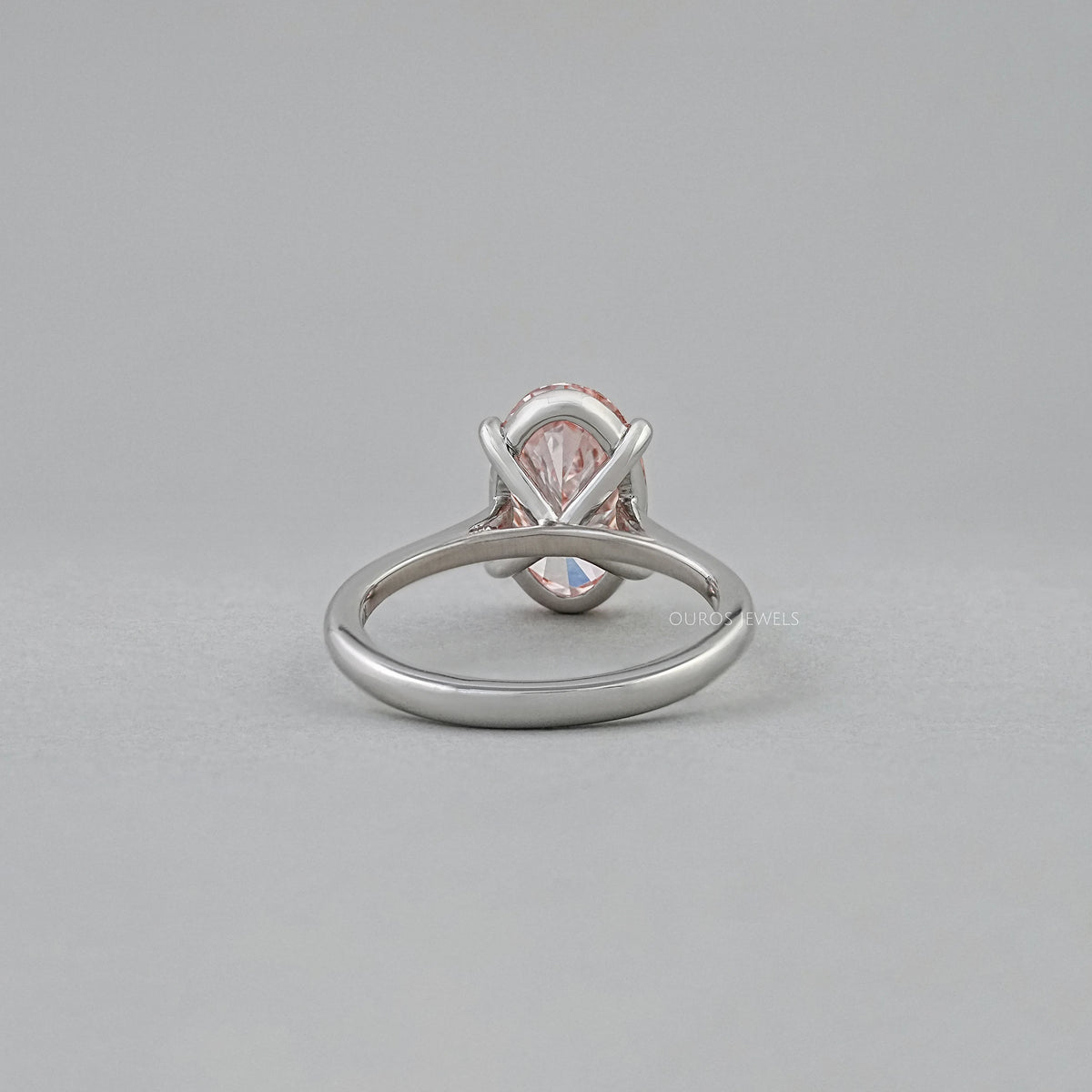 Fancy Vivid Pink Oval Lab Diamond Solitaire Ring Ring