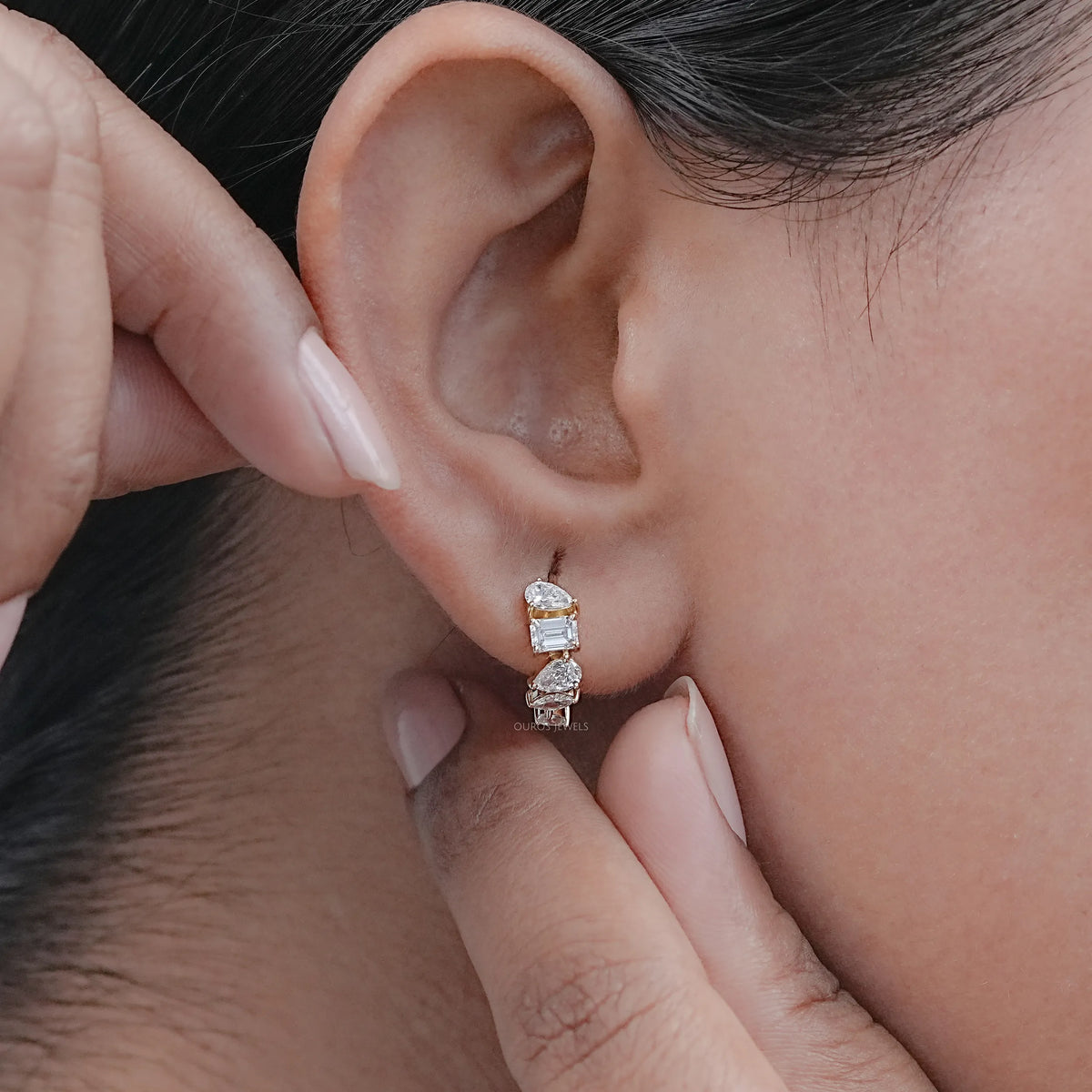 Multi Shape Lab Diamond Hoops Earrings Earring
