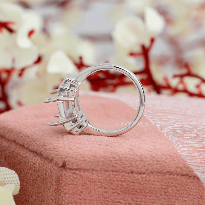 Five  Stone Emerald Cut Semi Mount Wedding Ring