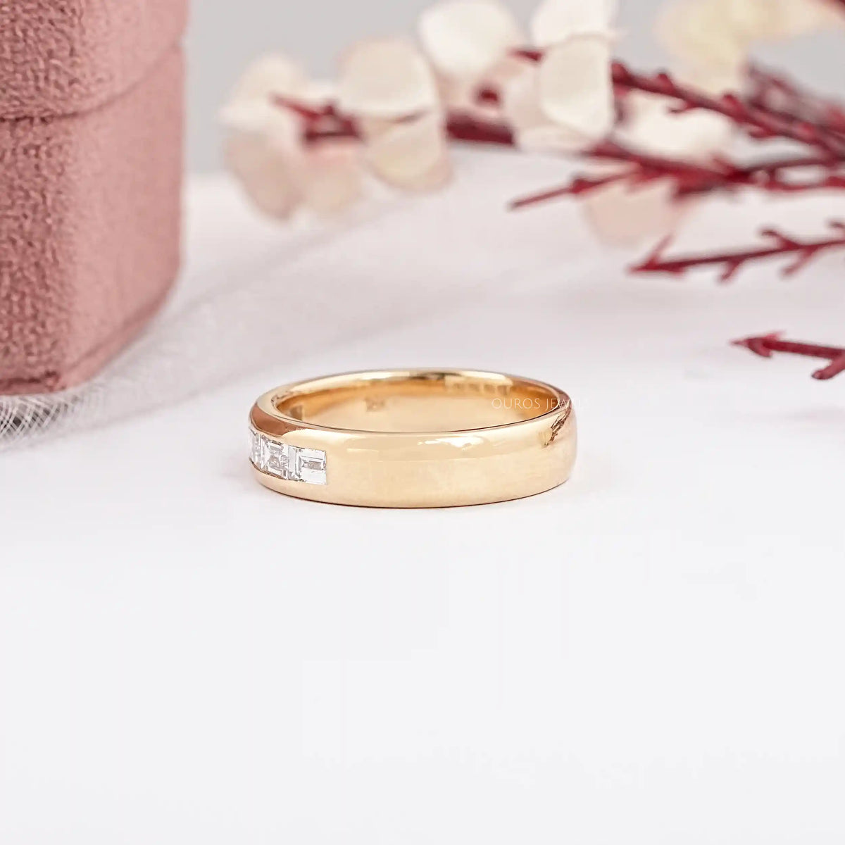 Men's Baguette Wedding Band -Channel Setting