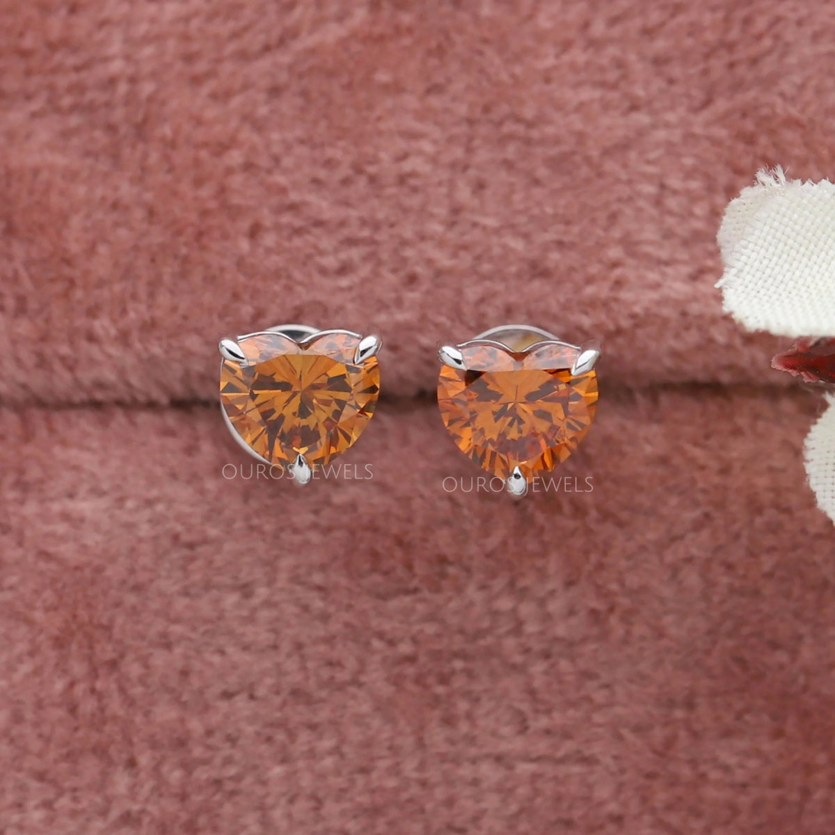 Red Heart Diamond Solitaire Stud Earrings Earring