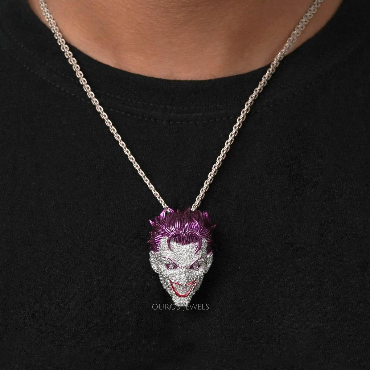 Round Lab Diamond Hip Hop Joker Pendant