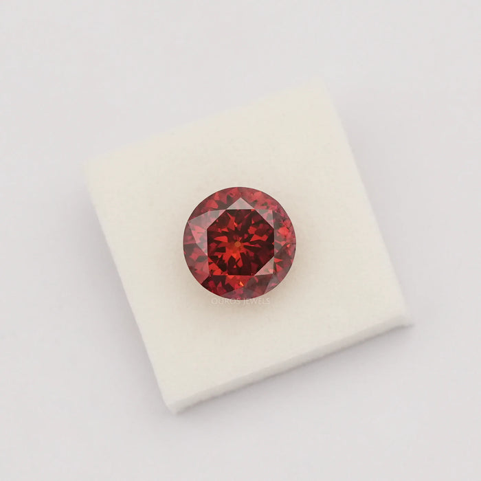 Red Portuguese Round Cut Lab Grown Diamond