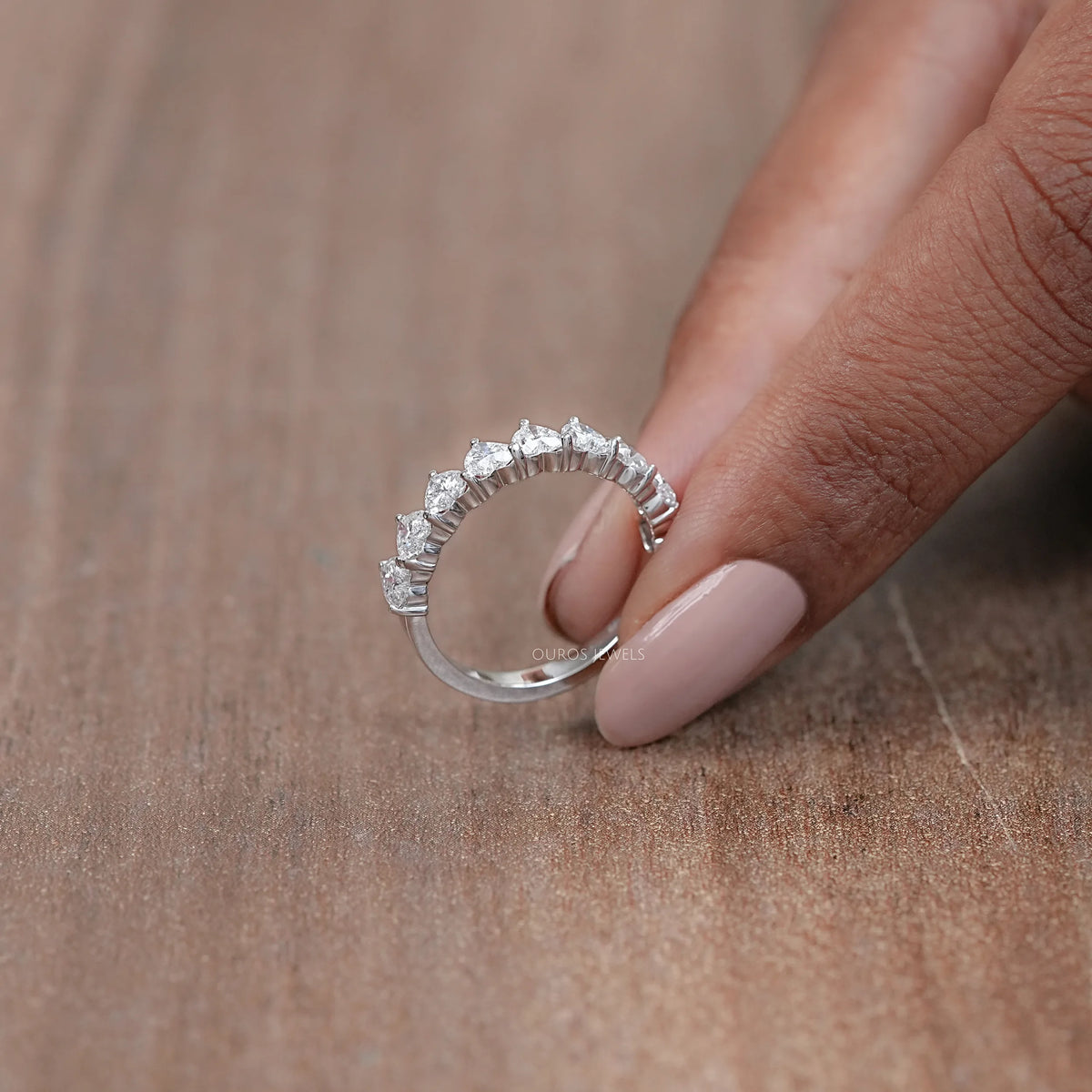 Heart Cut Lab Grown Diamond Wedding Band Rings