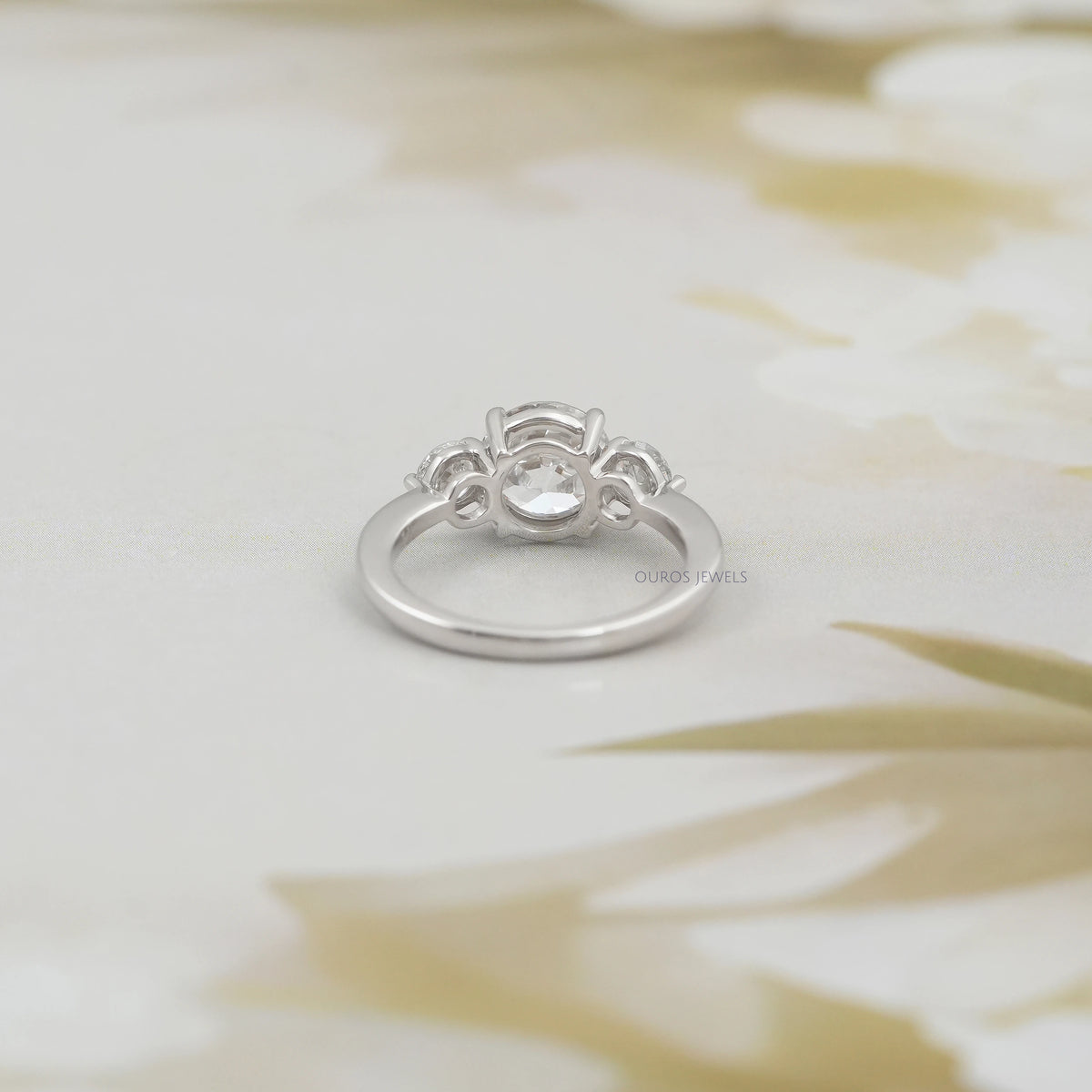 Old European Round Cut Three Stone Engagement Ring Rings