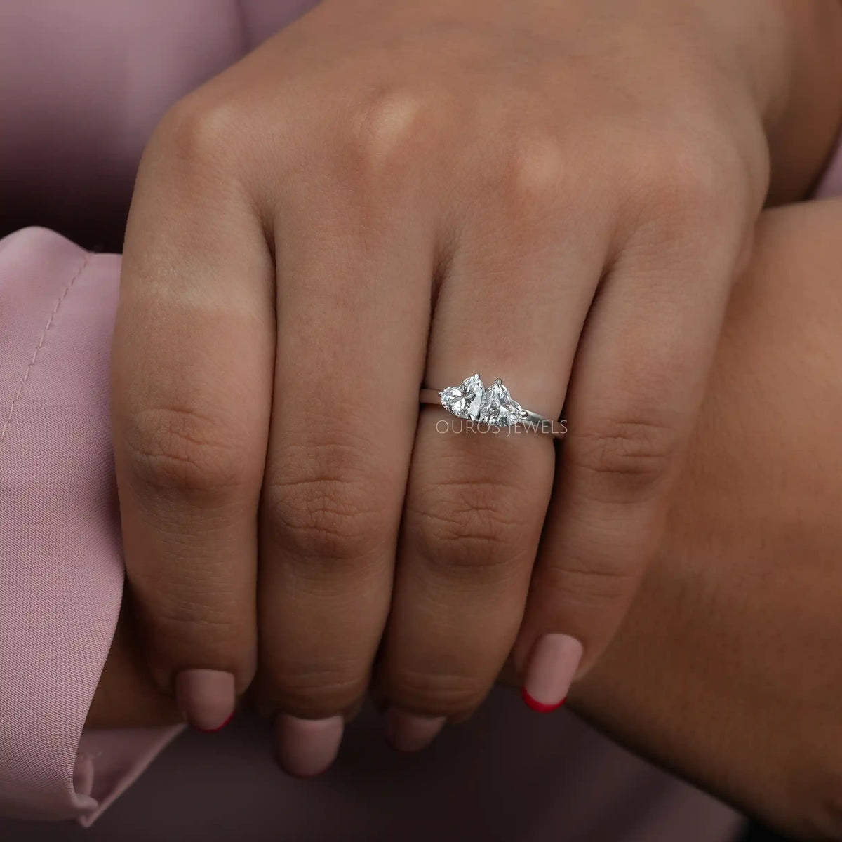 Double Heart Shape Diamond Romantic Ring
