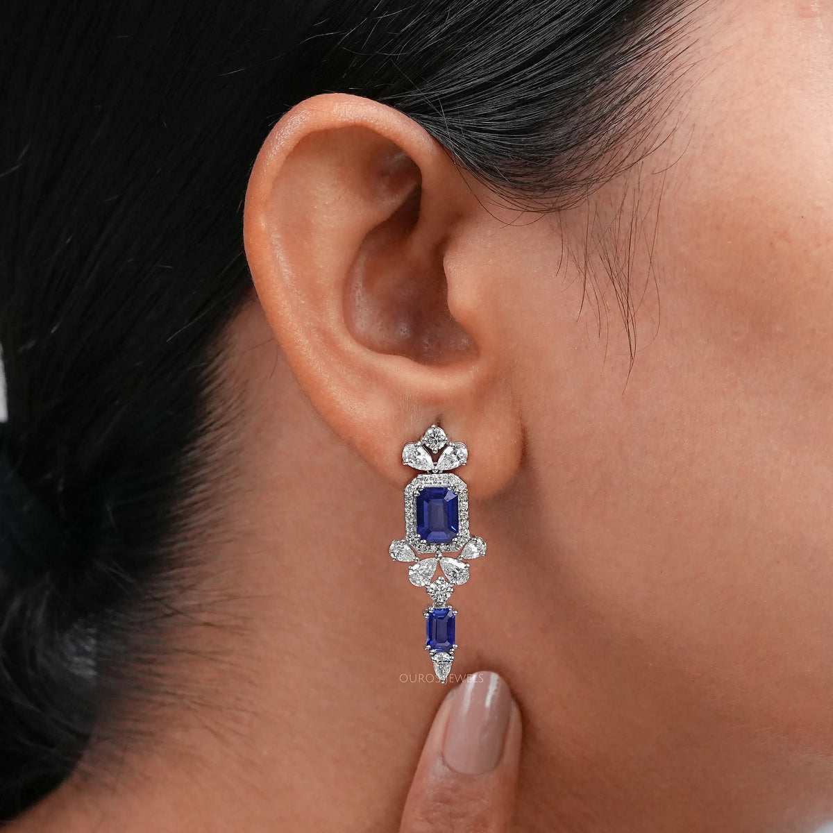 Blue Sapphire Gemstone Drop Earrings Earring
