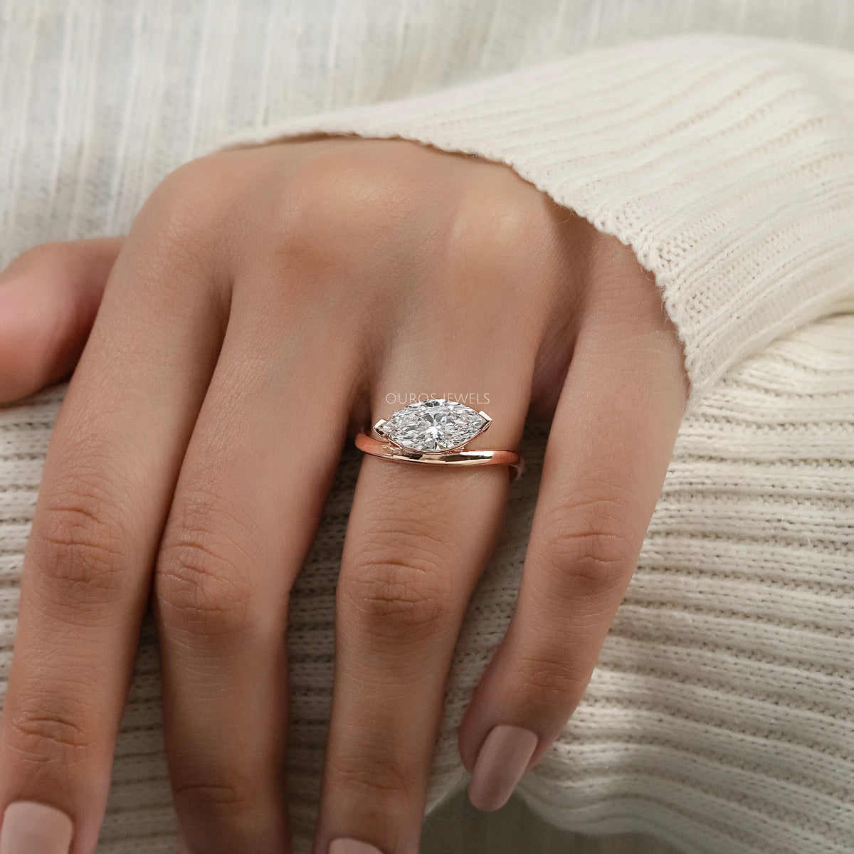 Lab Diamond Sculpted Wave Solitaire Ring Ring