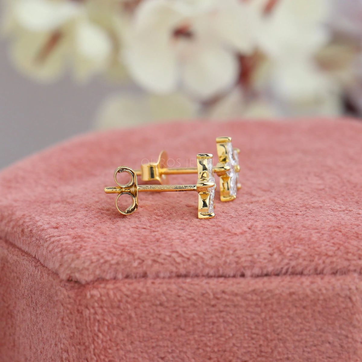 Floral Shape Marquise Diamond Earring Earring
