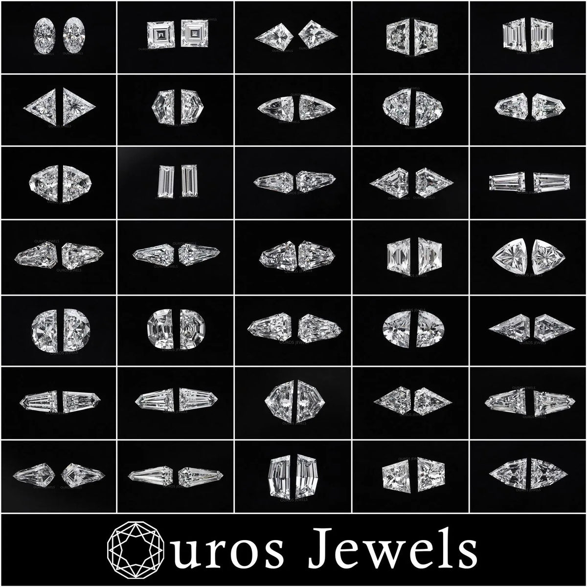 Rose Cut Hexagon Shape Lab Grown Diamond Pair Loose