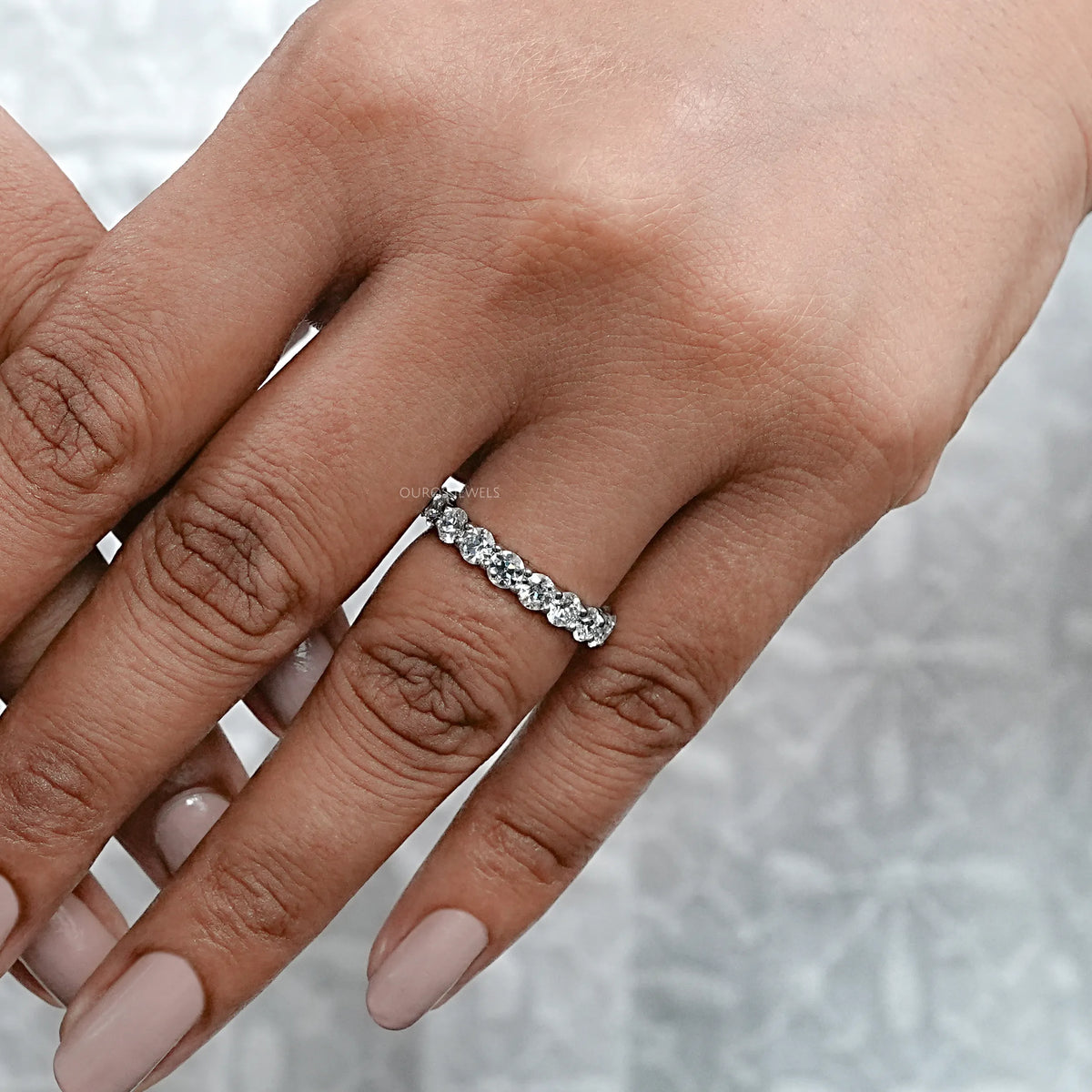 Old European Round Cut Lab Diamond Full Eternity Wedding Band Rings