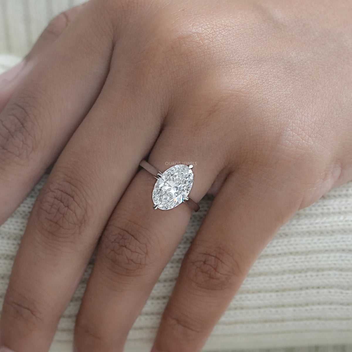 3 Carat Oval Hidden Halo Engagement Ring Ring