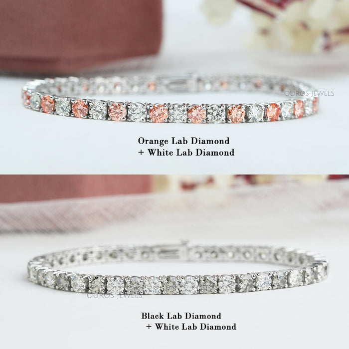 Multi Colored Round Diamond Tennis Bracelet