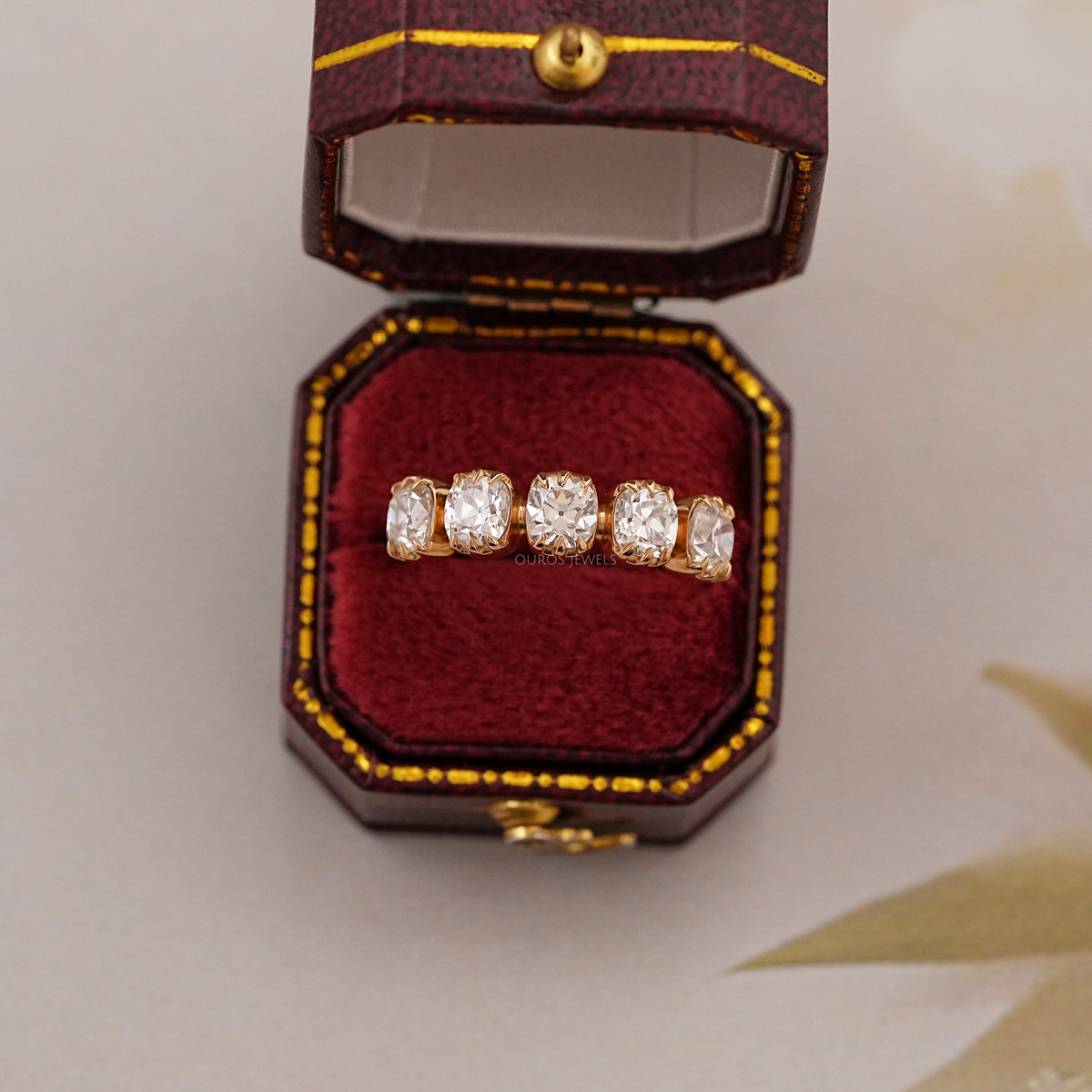 Old Mine Cushion Cut Five Stone Ring Rings