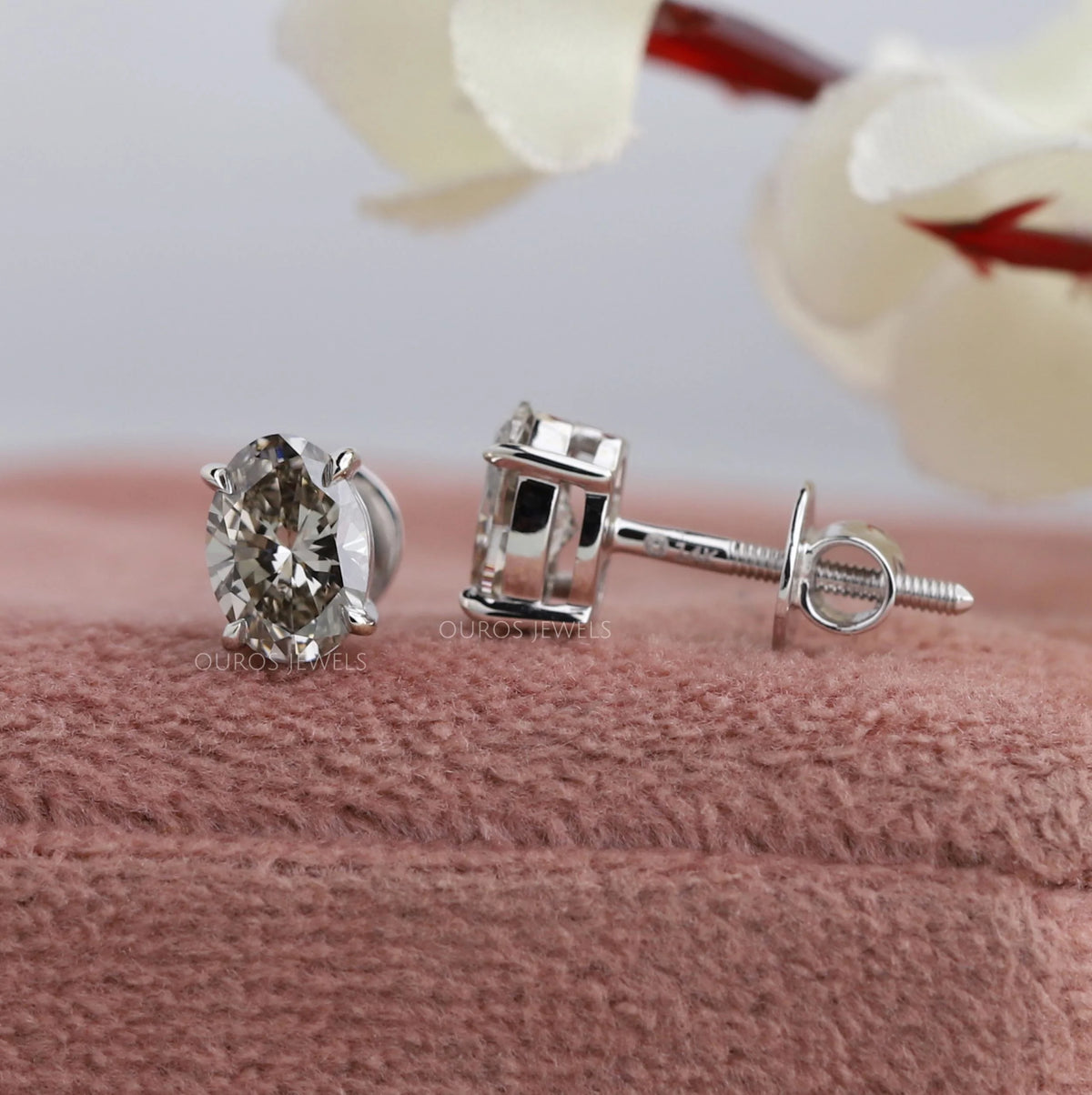 Olive Oval Cut Solitaire Stud Earrings Earring