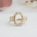 [Oval Cut Halo Accent Diamond Semi Mount Ring]-[Ouros Jewels]