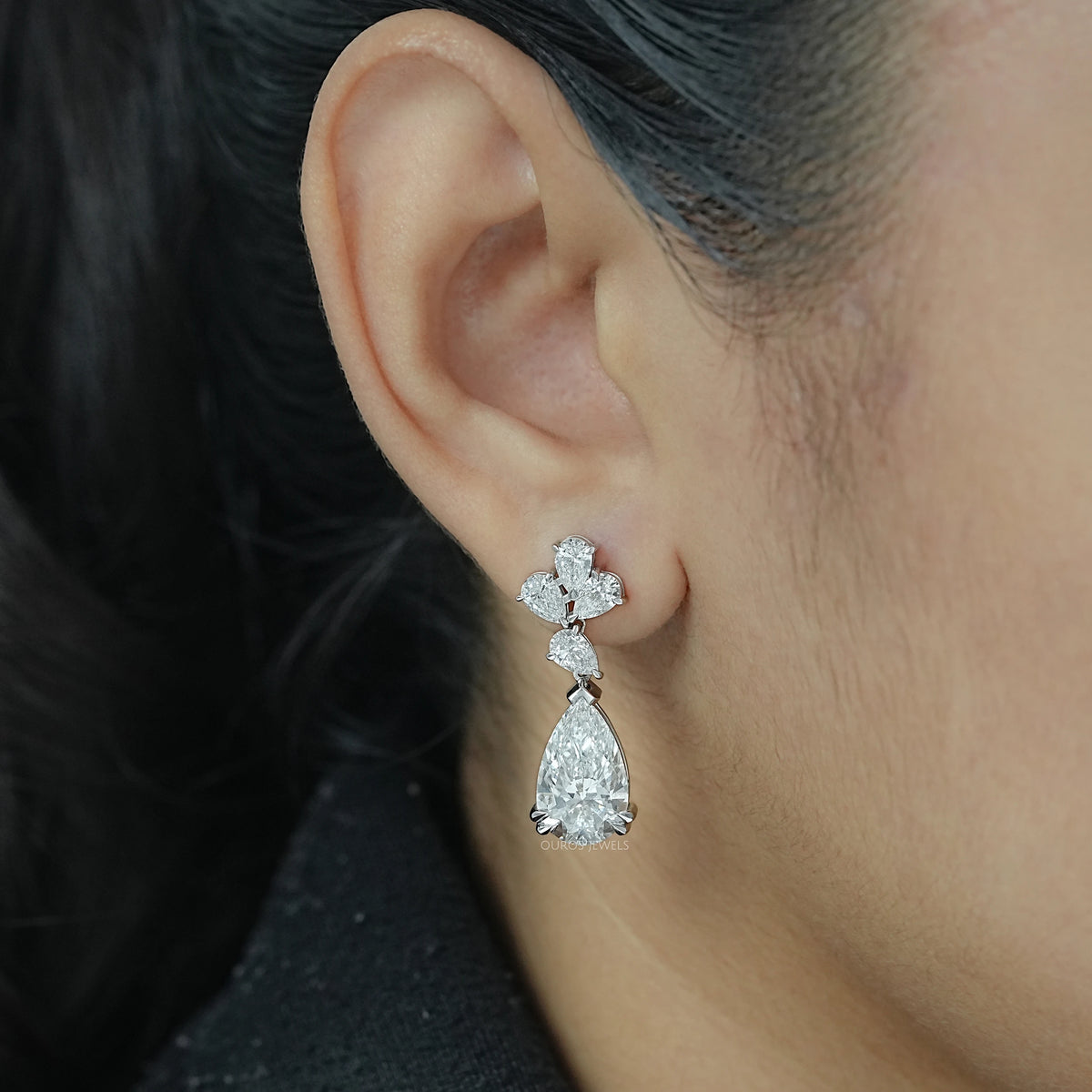 Pear Lab Diamond Drop Dangle Earrings Earrings
