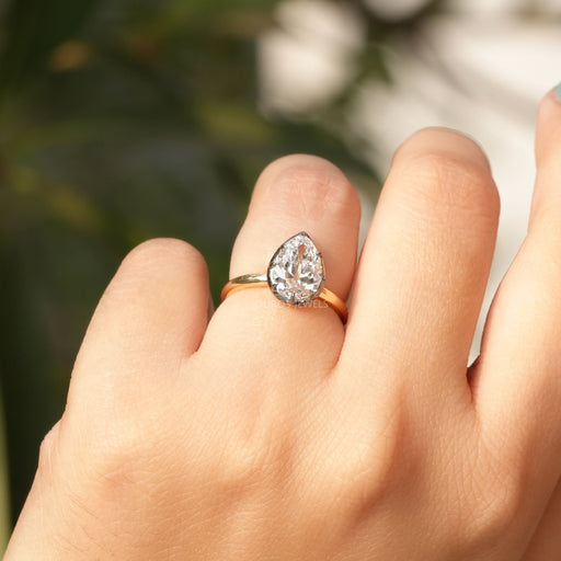 [Pear Shaped Solitaire Diamond Ring]-[Ouros Jewels]