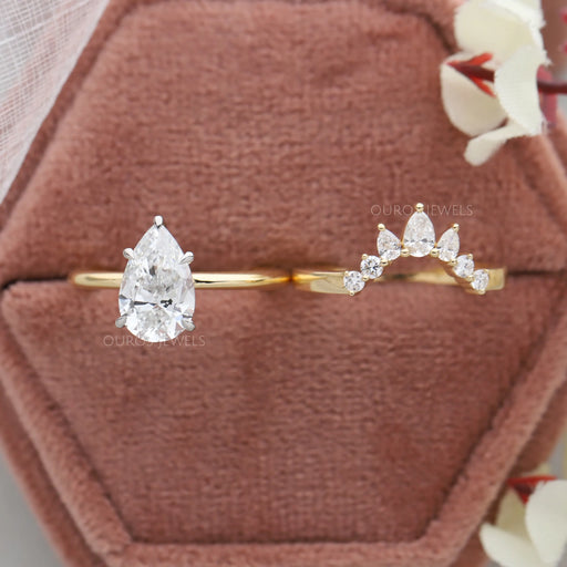 [Pear Shape Lab Grown Diamond Wedding Ring Set]-[Ouros Jewels]