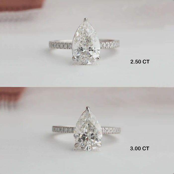 [2.50 CT Pear Shaped Diamond Accent Stone Engagement Ring]-[Ouros Jewels]