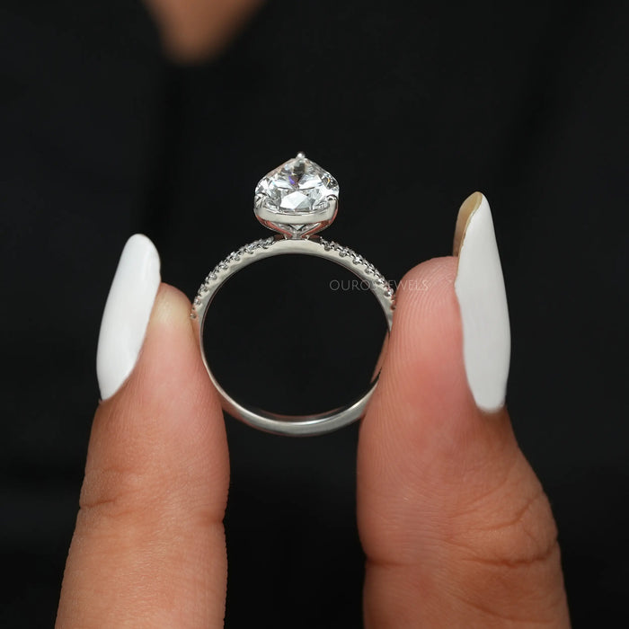 [Pear Shape Lab Grown Diamond Ring In white Gold]-[Ourso Jewels]