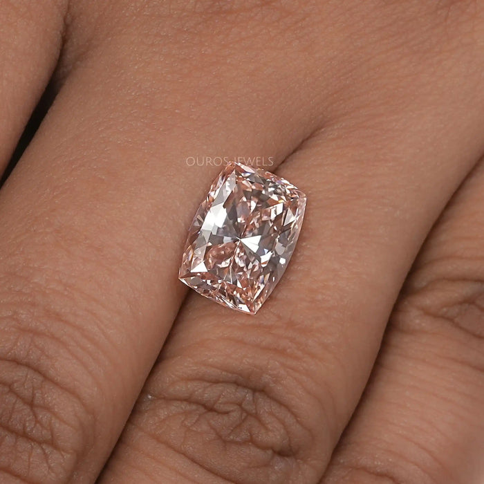 Pink Loose Lab Grown Diamond on Hand