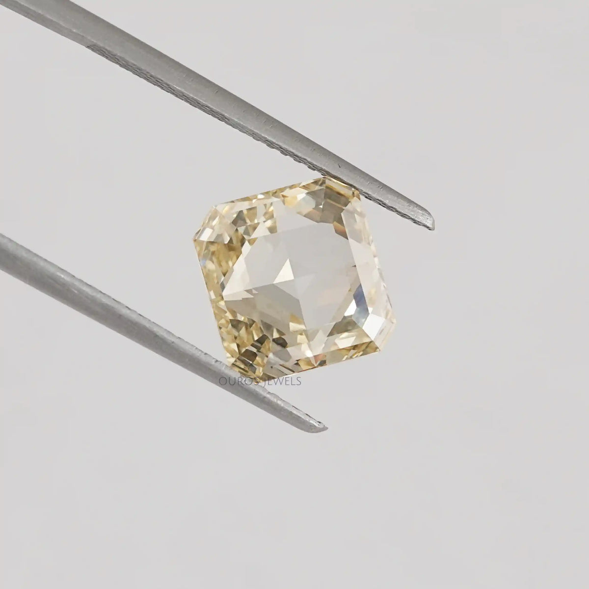 3.45 Carat Rose Cut Yellow Square Radiant Cut Diamond Loose