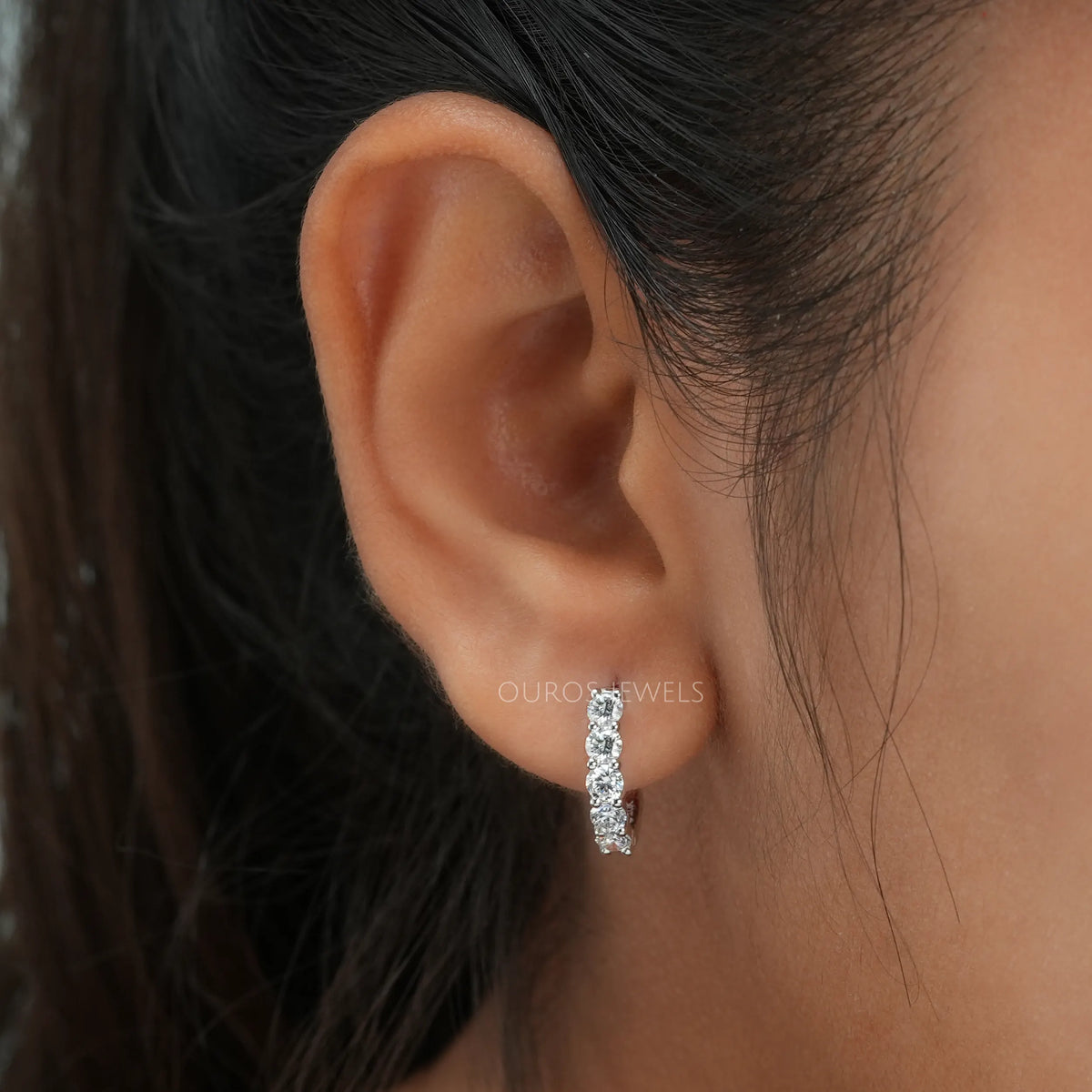 Round Cut Diamond Hoop Earrings Earring