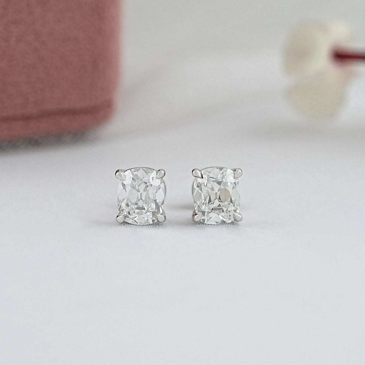 Old Mine Cushion Lab Diamond Stud Earring