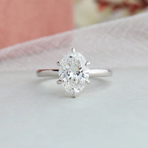 [Six Prong Settting Oval Cut Engagement  Ring]-[Ouros Jewels]