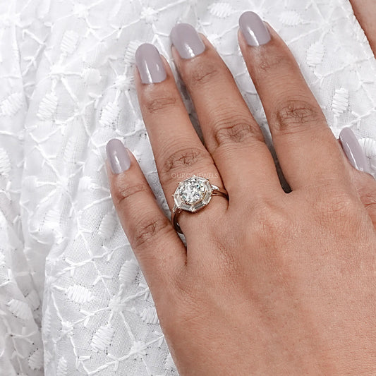 Old European Round Cut Halo Engagement Ring Ring
