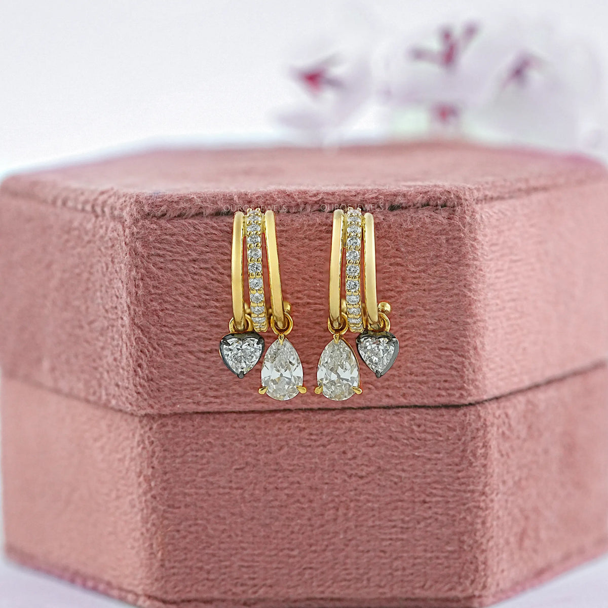 Multi Shape Diamond Tripset C Hoop Earrings