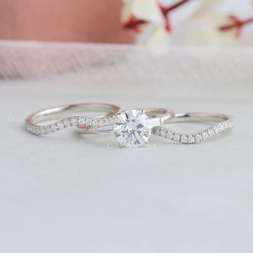[Round Diamond Bridal Wedding Ring Set]-[Ouros Jewels]