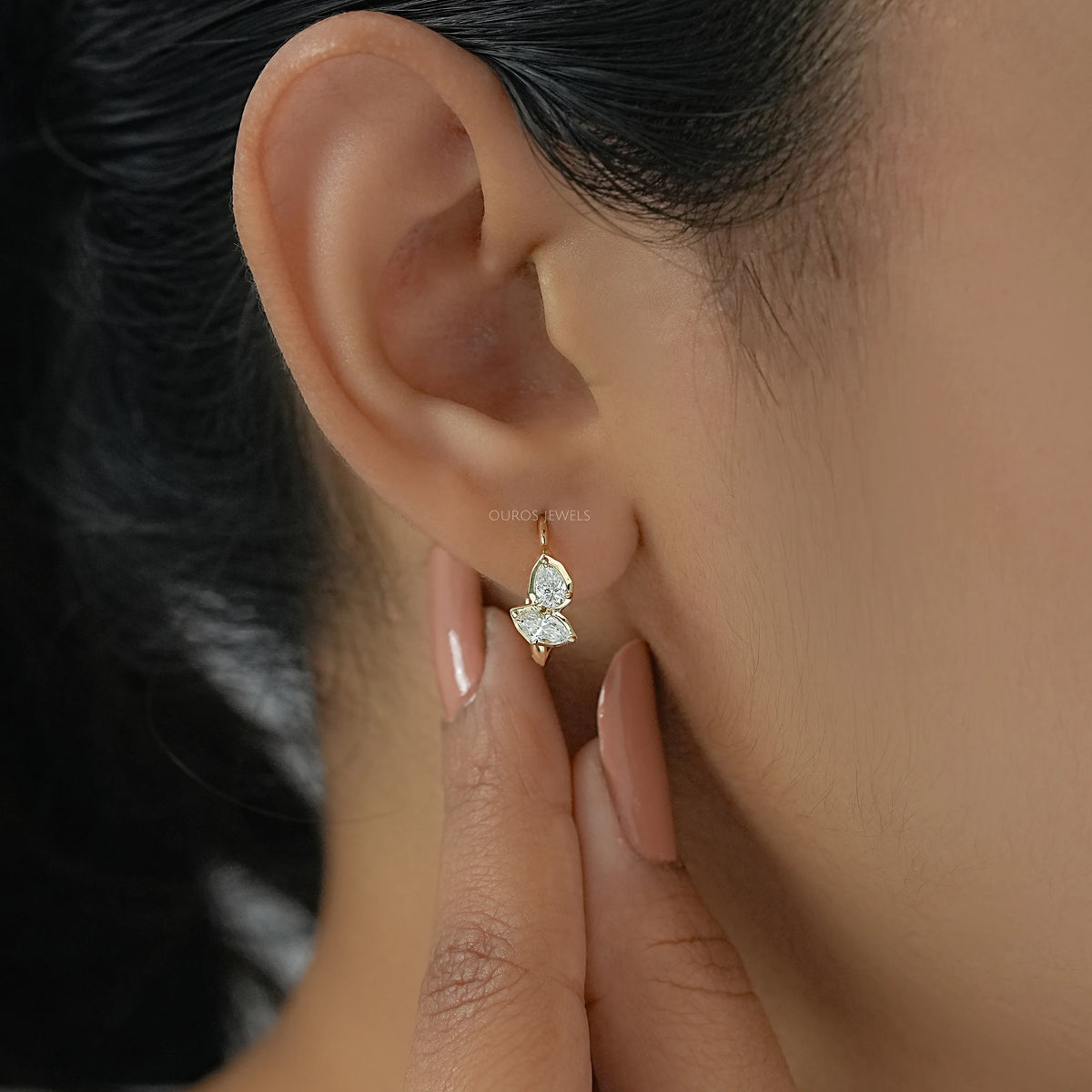 Pear And Marquise Lab Diamond Hoop Earrings Earrings
