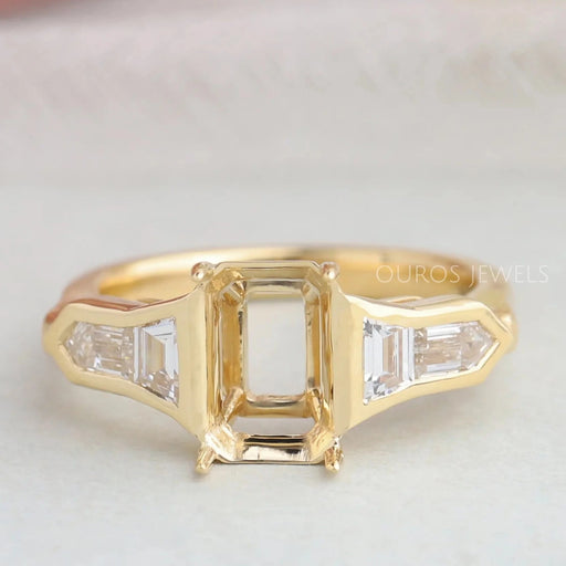 [Bullet and Trapezoid Cut Semi Mount Ring]-[Ouros Jewels]