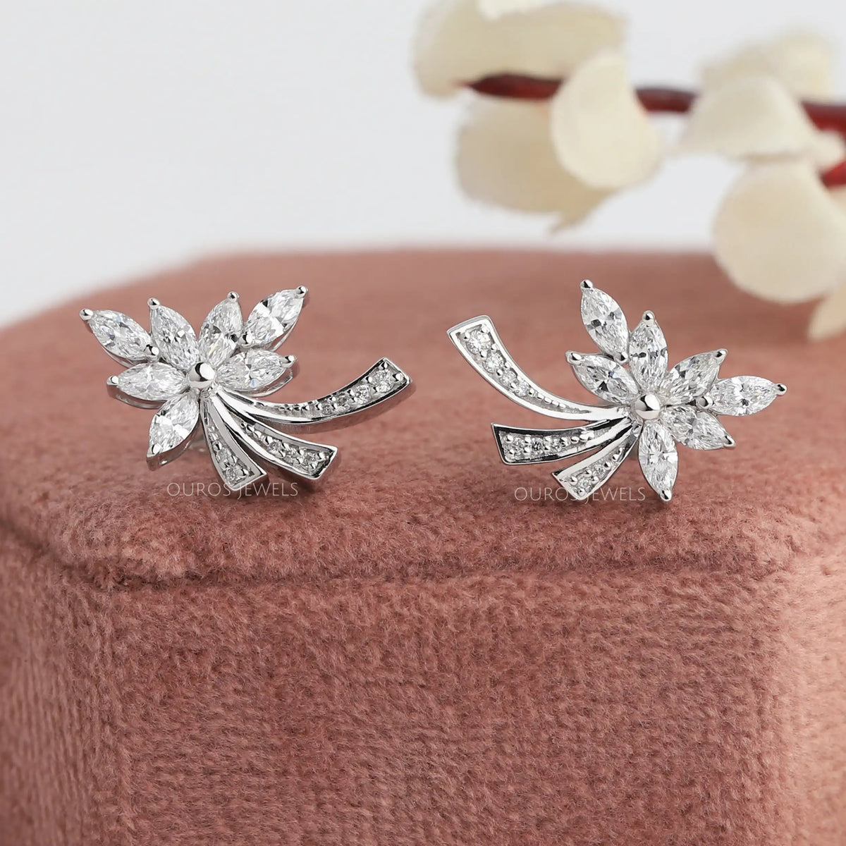 Marquise-Cut Cluster Diamond Earrings Earring