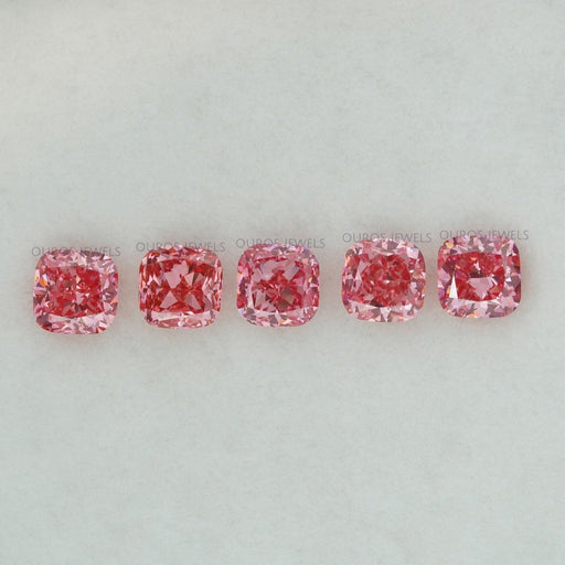 0.42 Carat Each Pink Cushion Cut Lab Grown Diamond