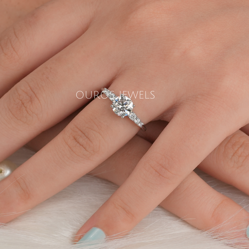 [1 Carat Brilliant Round Cut Lab Grown Diamond Engagement ring]-[Ouros Jewels]