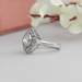[Art Deco 14k white Gold Round Diamond Engagement Ring]-[Ouros Jewels]