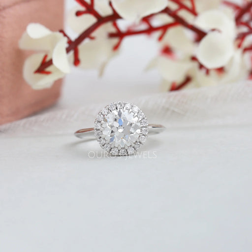 [2.00 CT OEC Round Cut Solitaire Diamond Halo Engagement Ring]-[Ouros Jewels]