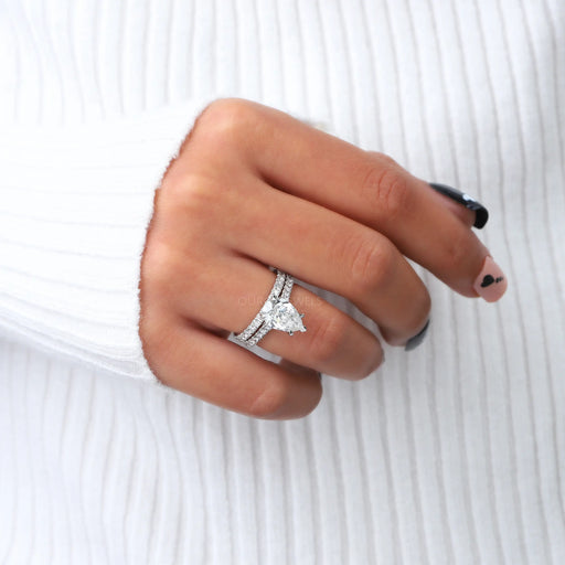  [Pear Shaped Diamond Bridal Wedding Ring Set]-[Ouros Jewels]