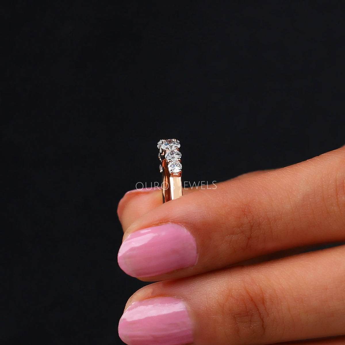 Round Cut Half Eternity Band Rings
