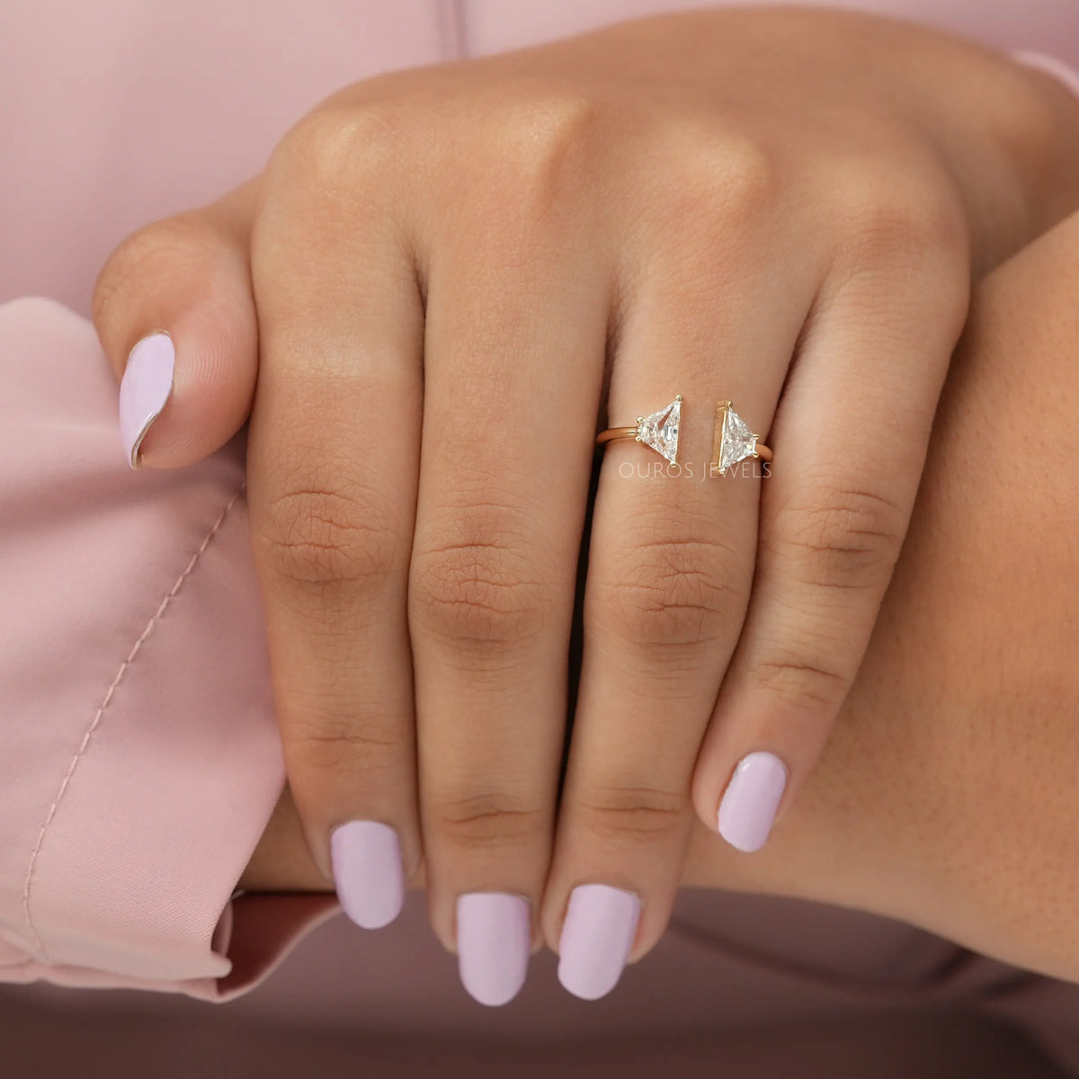 Antique Shape Trapezoid Cut Two Stone Open Cuff Ring Rings