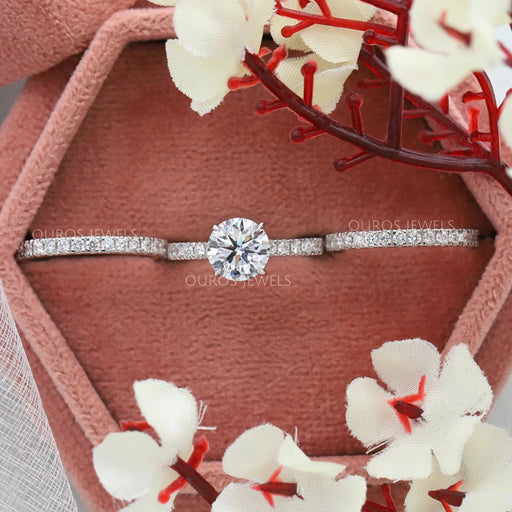 [Round Cut Lab Grown Diamond Bridal Wedding Ring Set]-[Ouros Jewels]